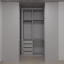 Closet Suíte Master de Giro Beton; Puxador Slim Prata Suíte Master Tipo 1 Tipo 2 Tipo 5