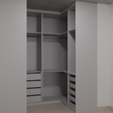 Closet Suíte Master de Giro Beton; Puxador Slim Prata Suíte Master Tipo 1 Tipo 2 Tipo 5