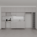 Armário Cozinha Completo Cinza Cobalto com Nicho (Sudoeste / Bias Fortes - Apt 07 11)