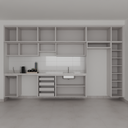 Armário Cozinha Completo Cinza Cobalto com Nicho (Sudoeste / Bias Fortes - Apt 07 11)