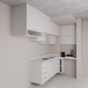 Armário Cozinha Completo Cinza Cobalto com Nicho (Sudoeste / Bias Fortes - Apt 09)