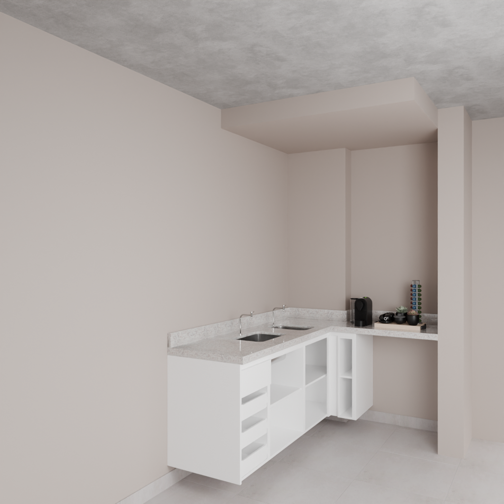 Armário Cozinha Inferior Branco Tx com Nicho (Sudoeste / Bias Fortes - Apt 09)