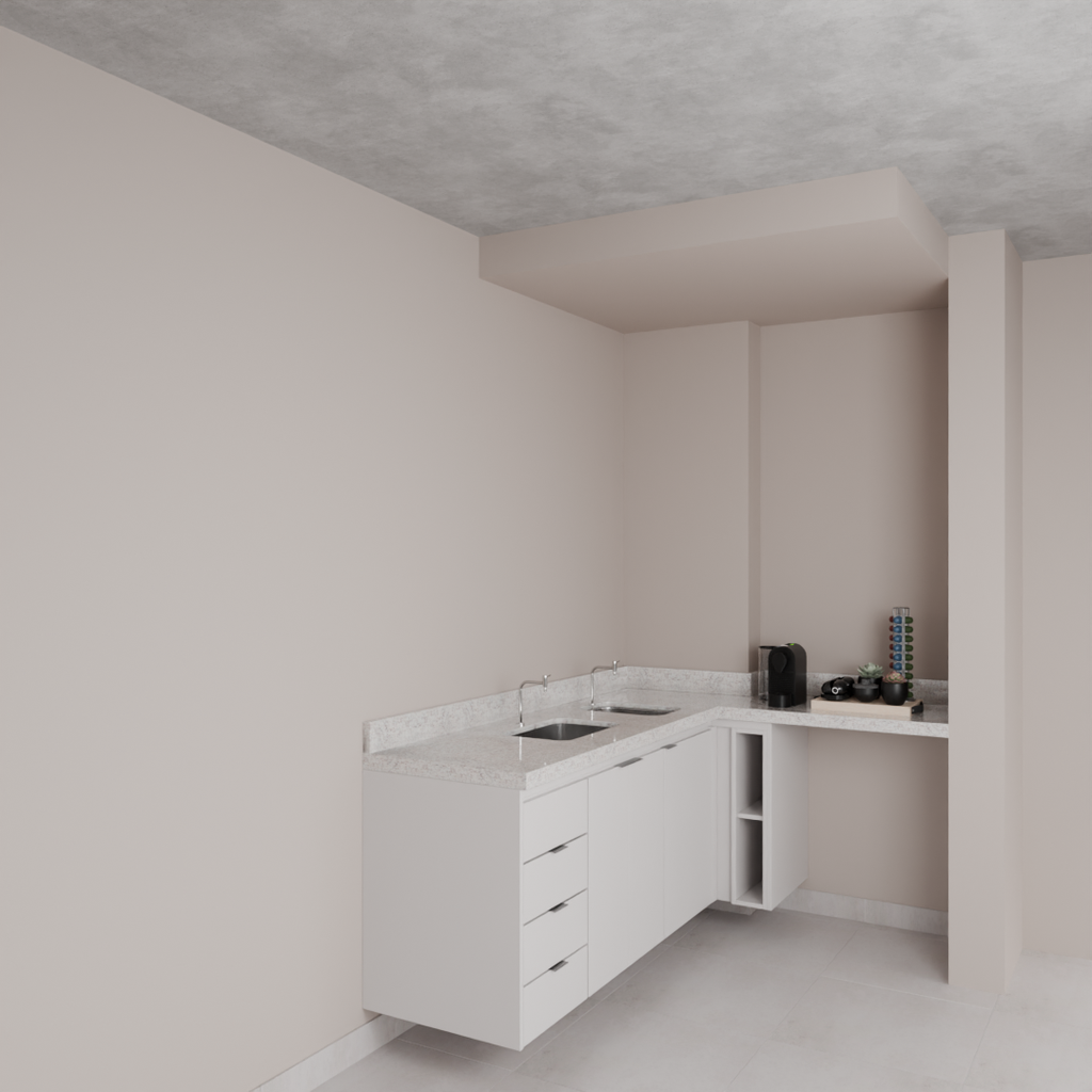 Armário Cozinha Inferior Cinza Cobalto com Nicho (Sudoeste / Bias Fortes - Apt 09)