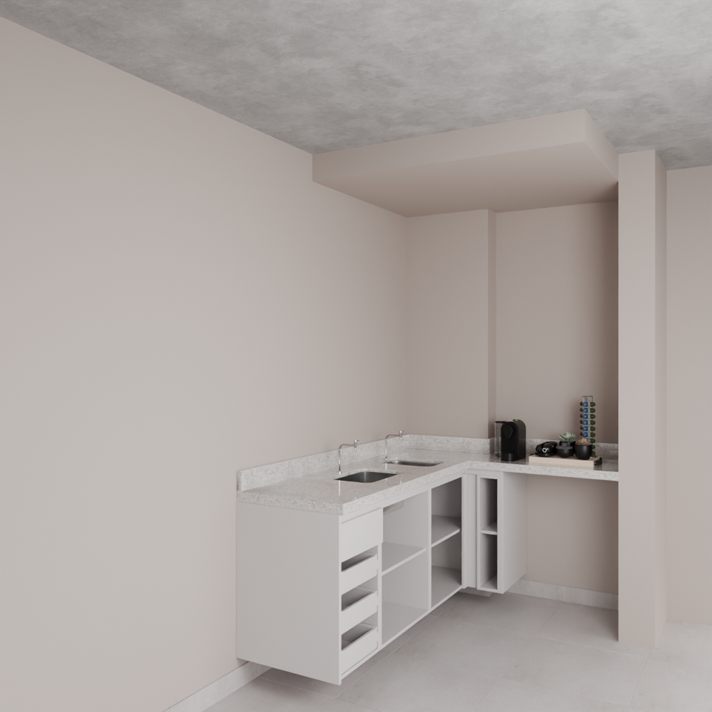 Armário Cozinha Inferior Cinza Cobalto com Nicho (Sudoeste / Bias Fortes - Apt 09)