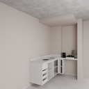 Armário Cozinha Inferior Cinza Cobalto com Nicho (Sudoeste / Bias Fortes - Apt 09)