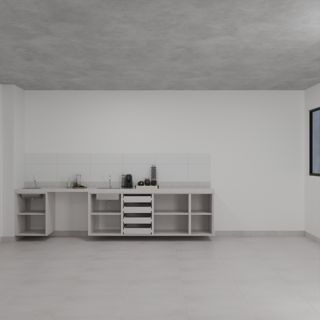 Armário Cozinha Inferior Cinza Cobalto (Sudoeste / Bias Fortes - Apt 01 02 05 06)