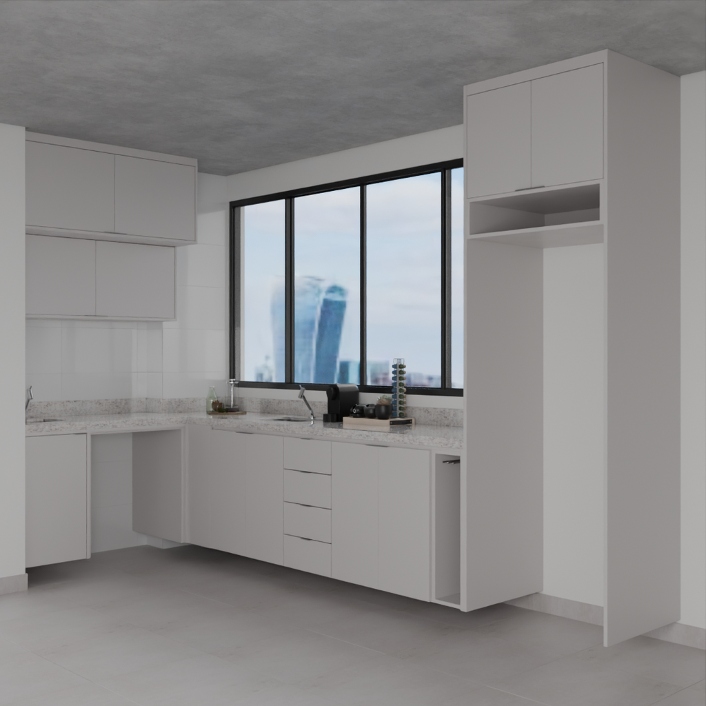 Armário Cozinha Completo Cinza Cobalto (Sudoeste / Bias Fortes – Apt 08 10)