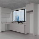 Armário Cozinha Completo Cinza Cobalto (Sudoeste / Bias Fortes – Apt 08 10)