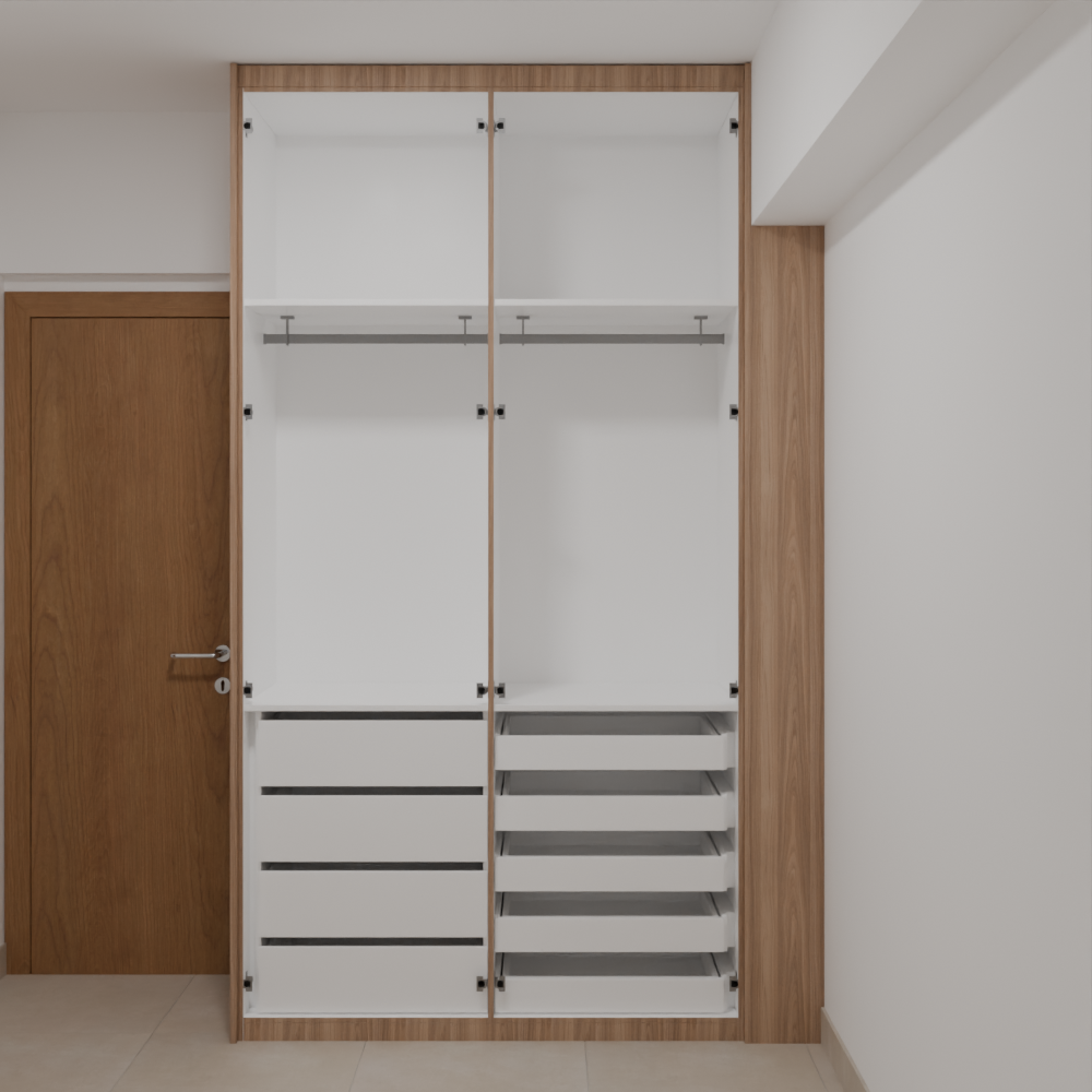 Closet Suíte 2 de Giro Freijó; Puxador Slim Prata Suíte 02 Tipo 1