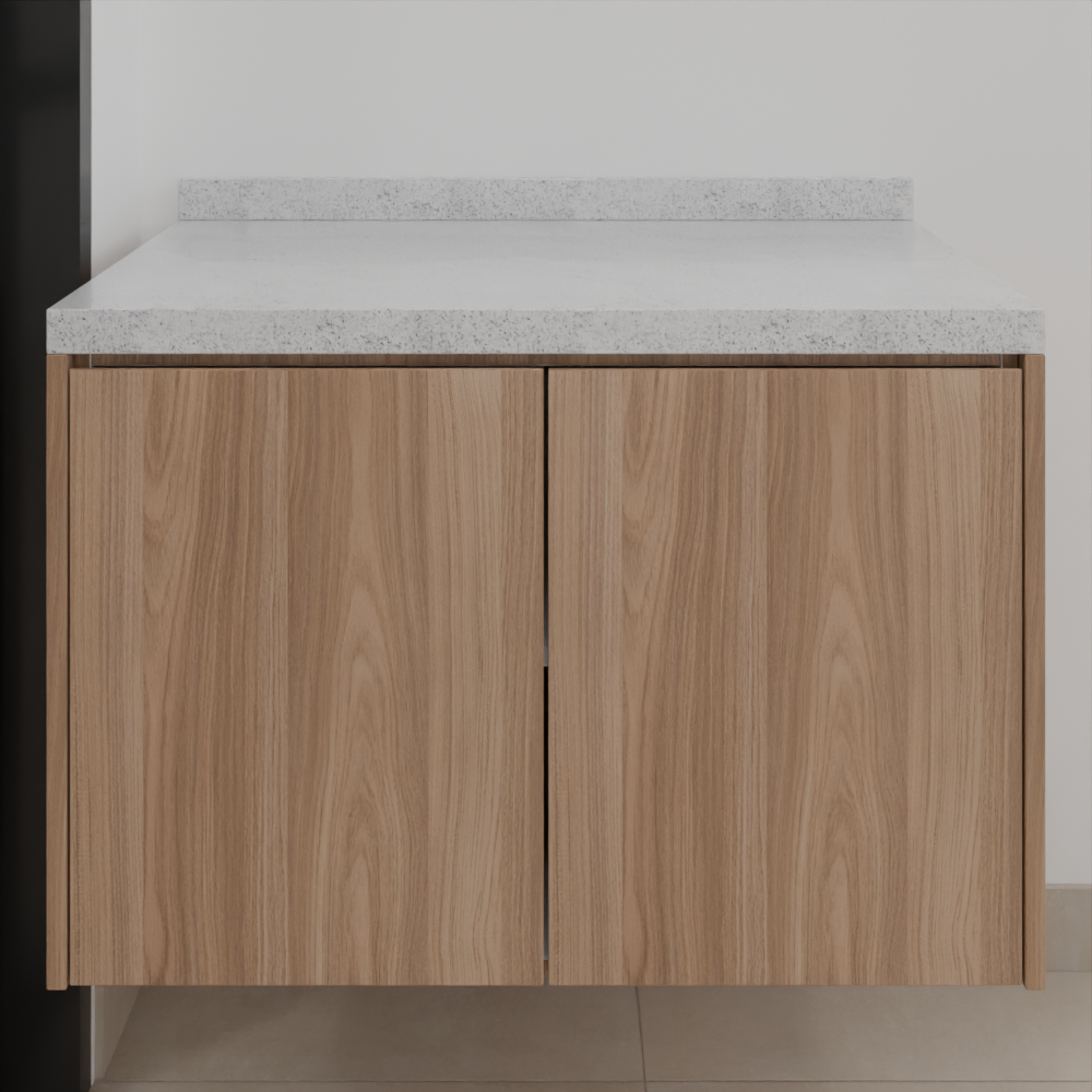 Armário Varanda Inferior de Giro Freijó; Puxador Chanfro Usinado 45° Varanda Tipo 1 Tipo 5