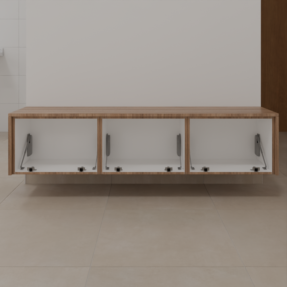 Armário Sala Estar Inferior de Giro Freijó; Puxador Chanfro Usinado 45° Sala Estar Tipo 1 Tipo 2 Tipo 5