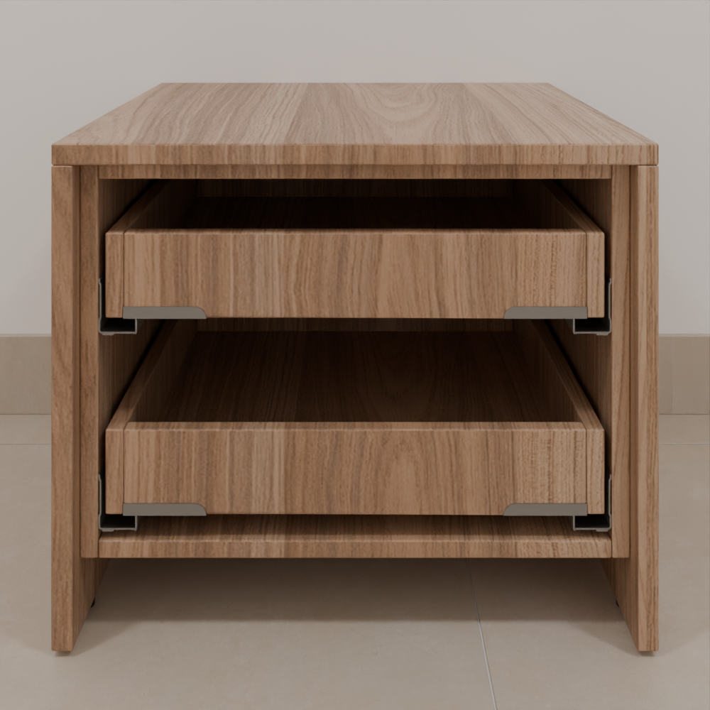 Mesa de Cabeceira Suíte 1 Freijó; Puxador Chanfro Usinado 45° Suíte Master Tipo 5