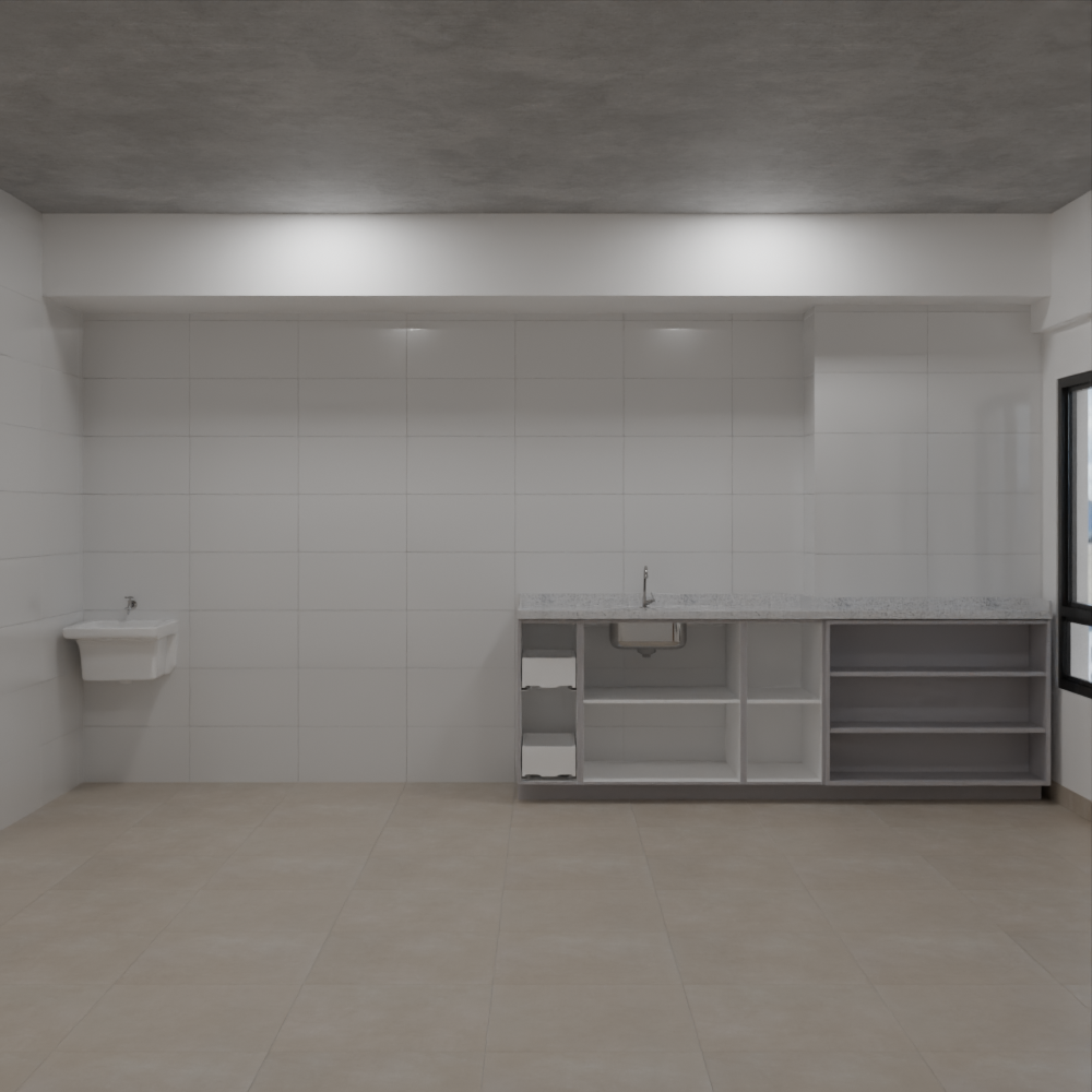 Armário Cozinha Inferior de Giro Beton; Puxador Slim Prata Cozinha Tipo 2