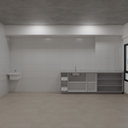 Armário Cozinha Inferior de Giro Beton; Puxador Slim Prata Cozinha Tipo 2