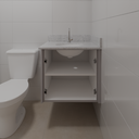 Armário Banho 1 Inferior de Giro Beton; Puxador Slim Prata Banho 01 Tipo 5