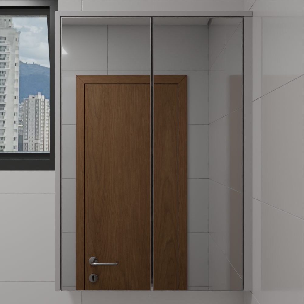 Armário Banho 1 Superior de Giro Beton; Puxador Porta Passante Banho 01  Tipo 5