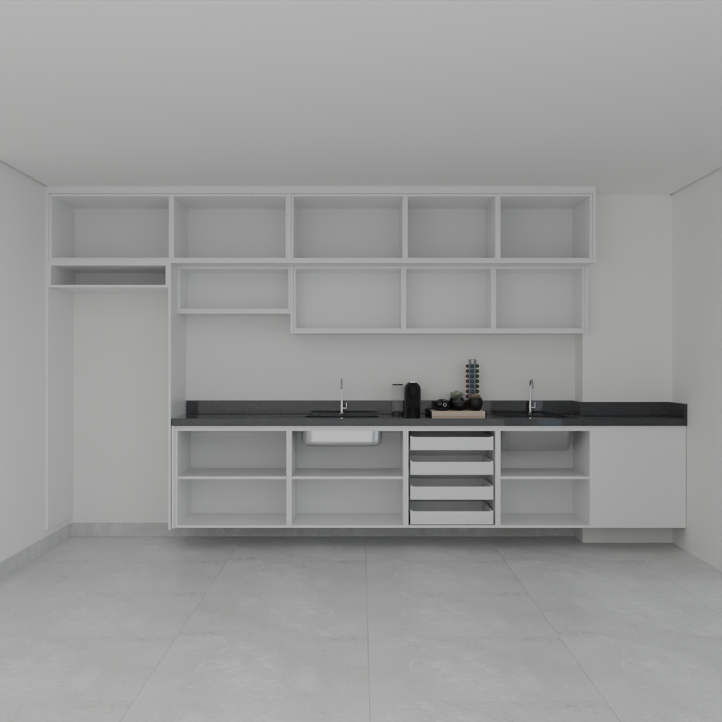 Armário Cozinha Completo Cinza Cobalto (Sudoeste / Vale do Sereno – Apt 01 04 05 06 09 10)