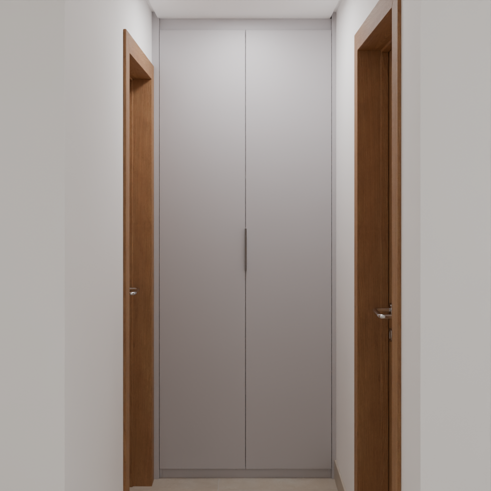 Armário Circulação Roupeiro Beton; Puxador Slim Prata Circulação Tipo 1 Tipo 5 