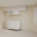 Armário Cozinha 2,60m - Branco Tx com puxador slim e Bancada 1,20m