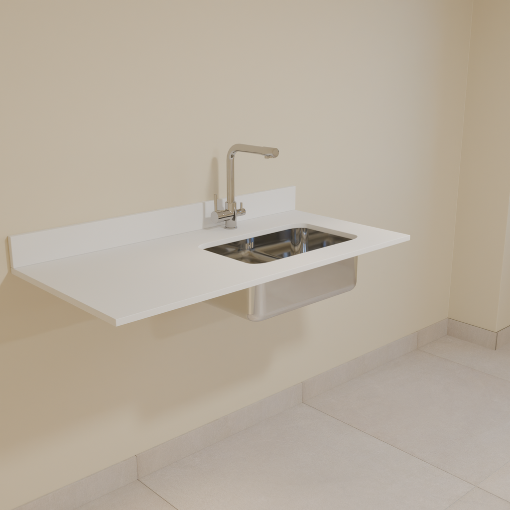 Bancada Quartzo Branco 1,20m com cuba Gourmet Cozinha