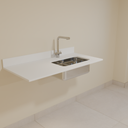 Bancada Quartzo Branco 1,20m com cuba Gourmet Cozinha