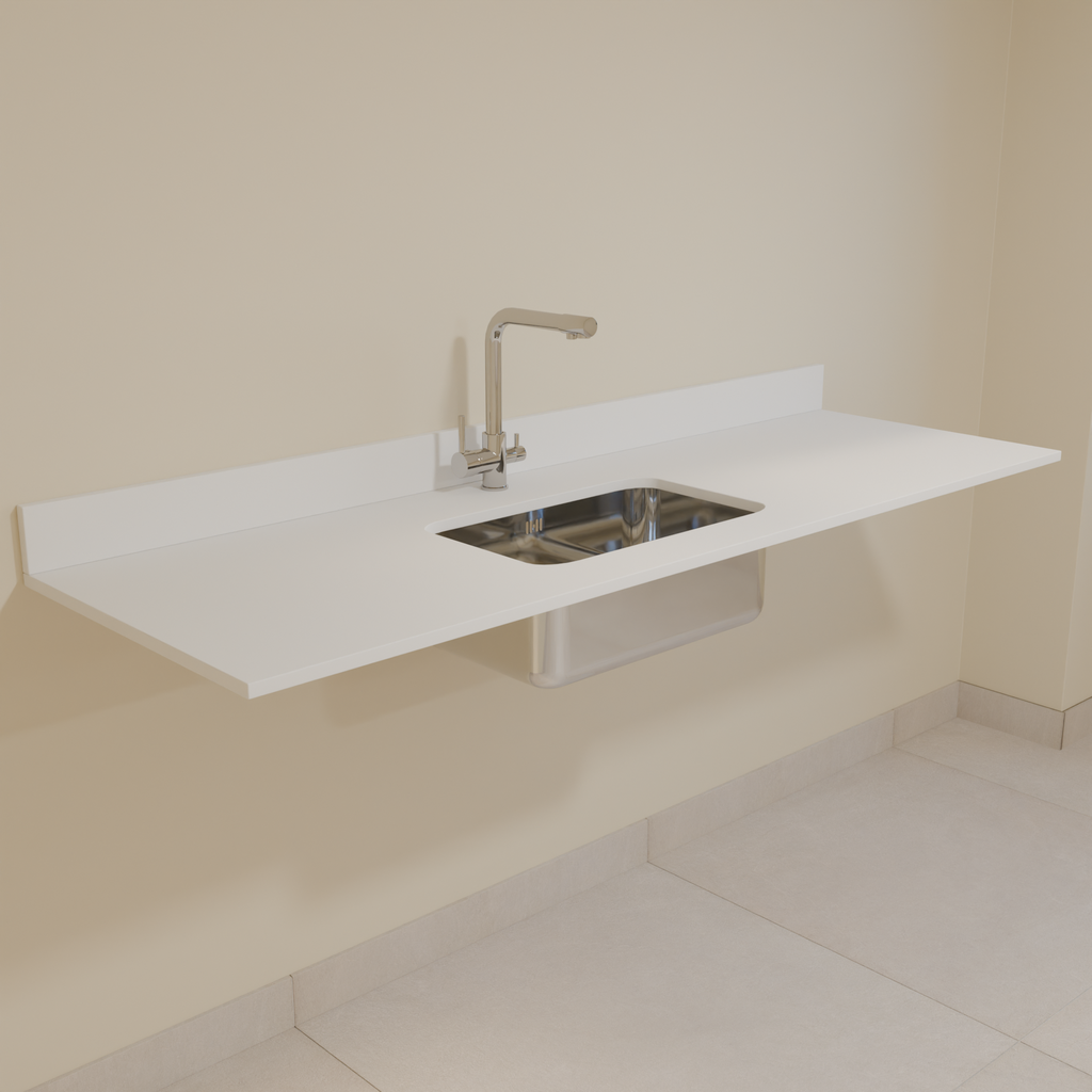 Bancada Quartzo Branco 1,80m com cuba Gourmet Cozinha