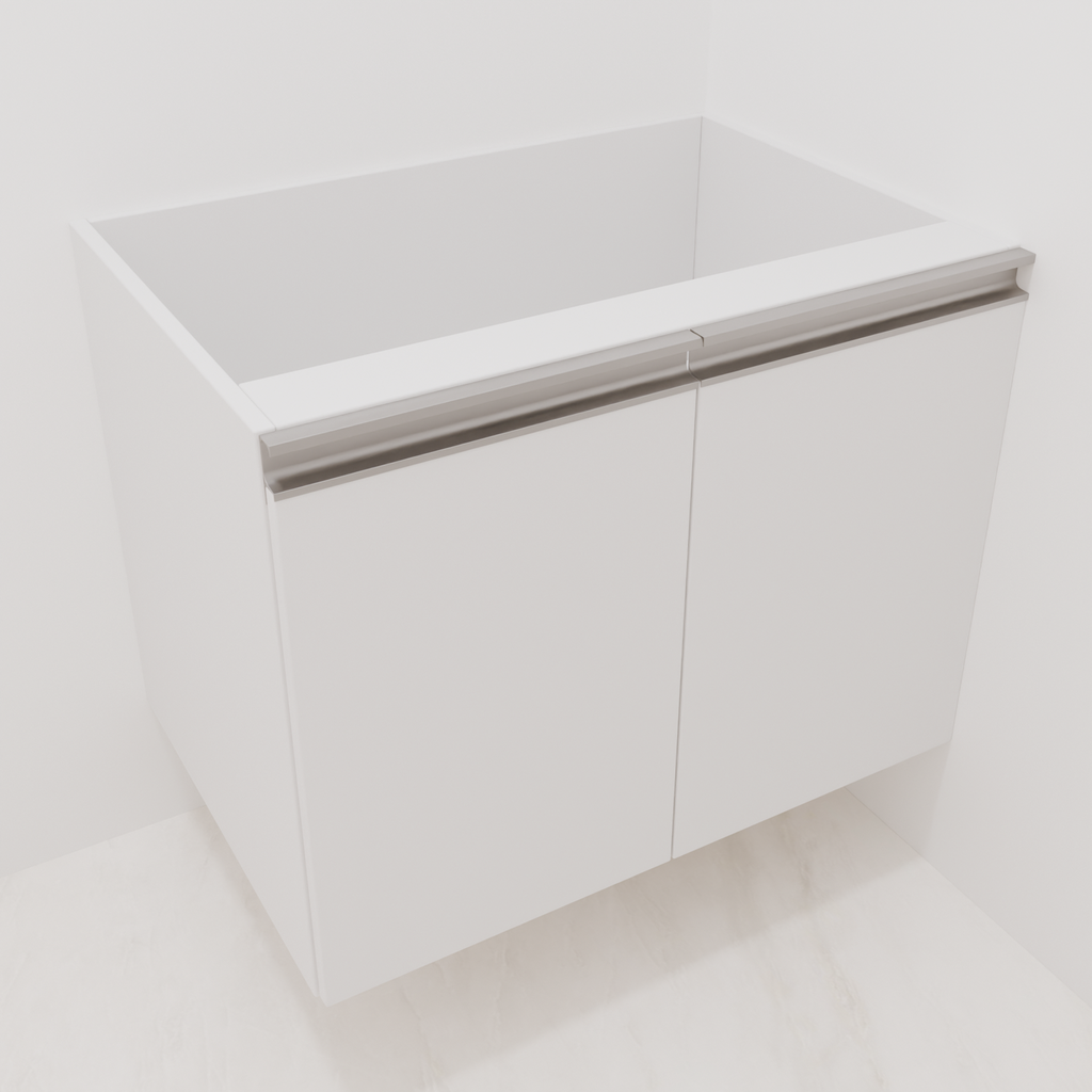 Armário Banheiro 2 Portas Giro 0,65m - Branco Tx com Puxador Cava