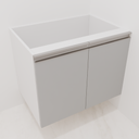 Armário Banheiro 2 Portas Giro 0,65m Branco Tx e Cinza com Puxador Cava