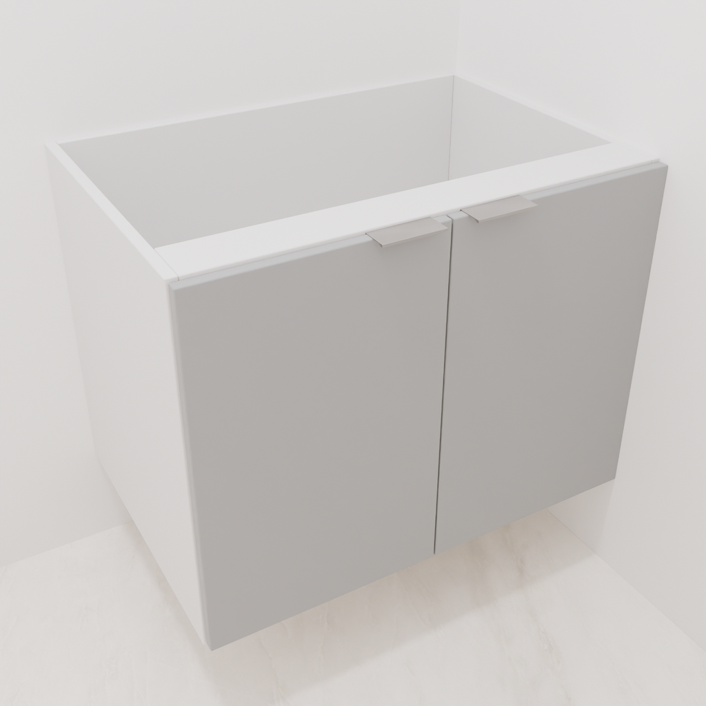 Armário Banheiro 2 Portas Giro 0,65m Branco Tx e Cinza com Puxador Slim