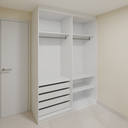 Armário Quarto 1,60m com 4 portas de giro - Branco Tx  e Cinza com puxador cava 