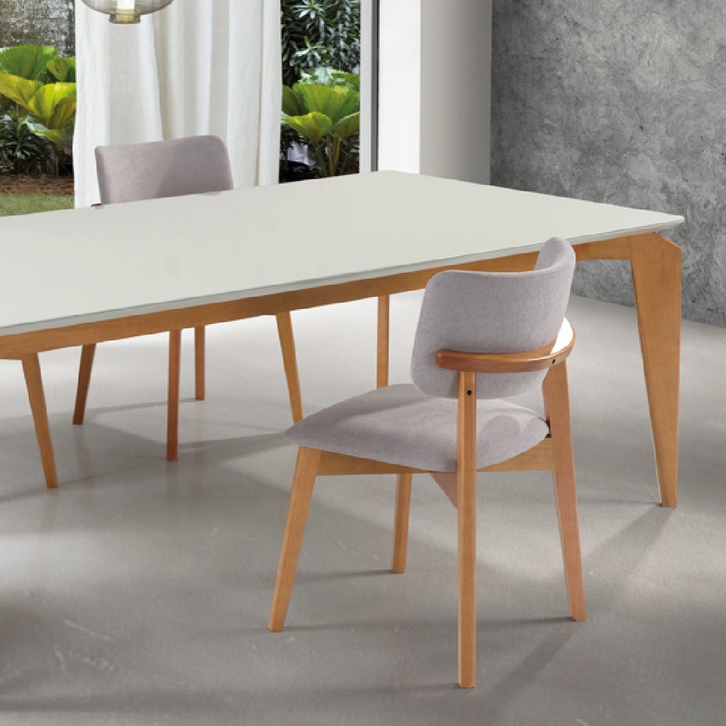 Mesa de jantar Fenix 1,20 x 0,80 - Peroba com tampo off white com vidro