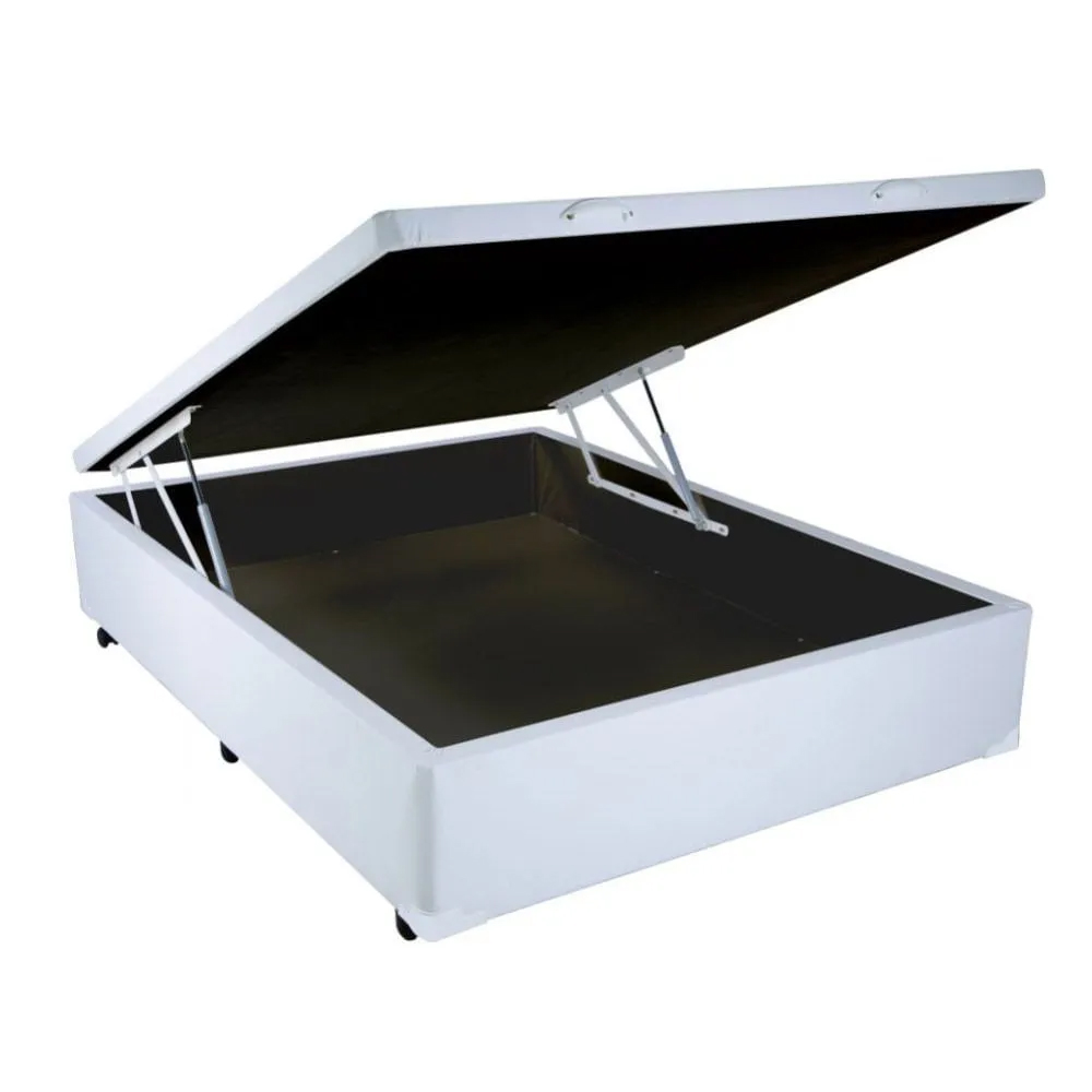 Cama box baú casal - Corino branco