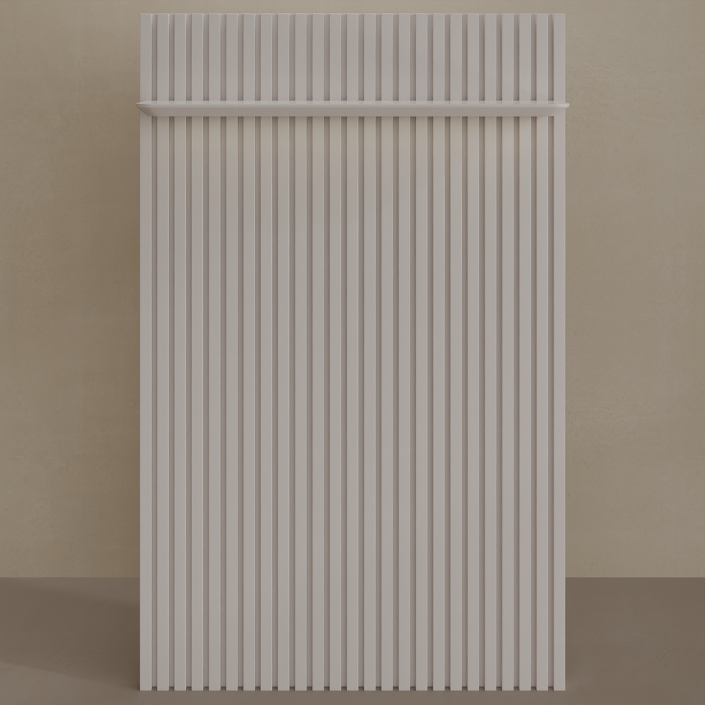 Painel ripado slim 1,40m com prateleira led - Off white