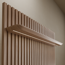 Painel ripado slim 1,40m com prateleira led e rack - Amadeirado