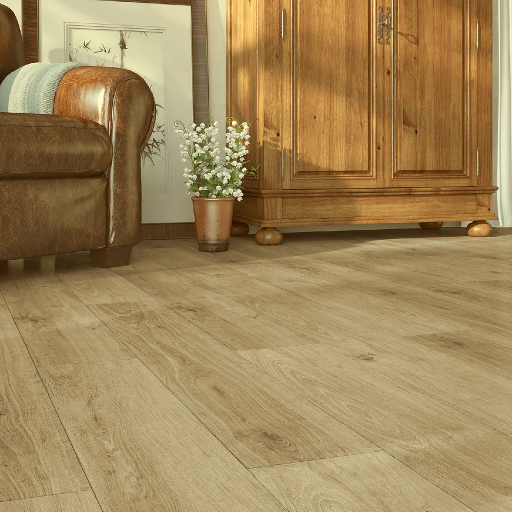 Piso Vinílico Carvalho com rodapé de 7cm de vinílico - VinilForte