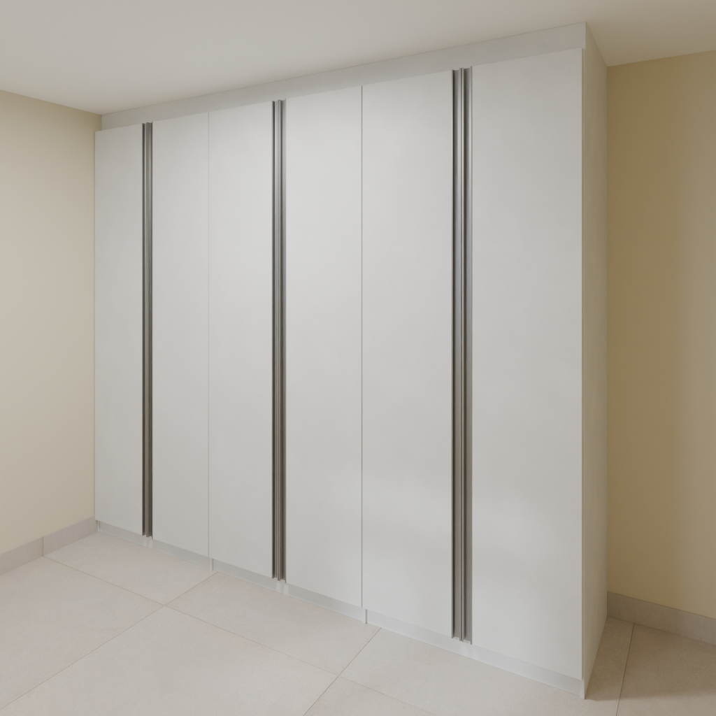 Armário Quarto 2,60m com 6 portas de giro - Branco Tx com puxador cava