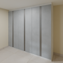 Armário Quarto 2,60m com 6 portas de giro - Branco Tx e Cinza com puxador cava