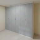 Armário Quarto 2,60m com 6 portas de giro - Branco Tx e Cinza com puxador slim