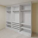 Armário Quarto 2,60m com 6 portas de giro - Branco Tx e Cinza com puxador slim