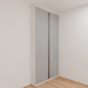 Armário Quarto 1,10m com 2 portas de giro - Branco Tx e Cinza com puxador cava