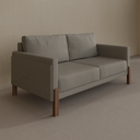 Sofá Arthur 2 Lugares 180cm 2 Braços Pés Imbuia Tecido Linho Cinza Escuro