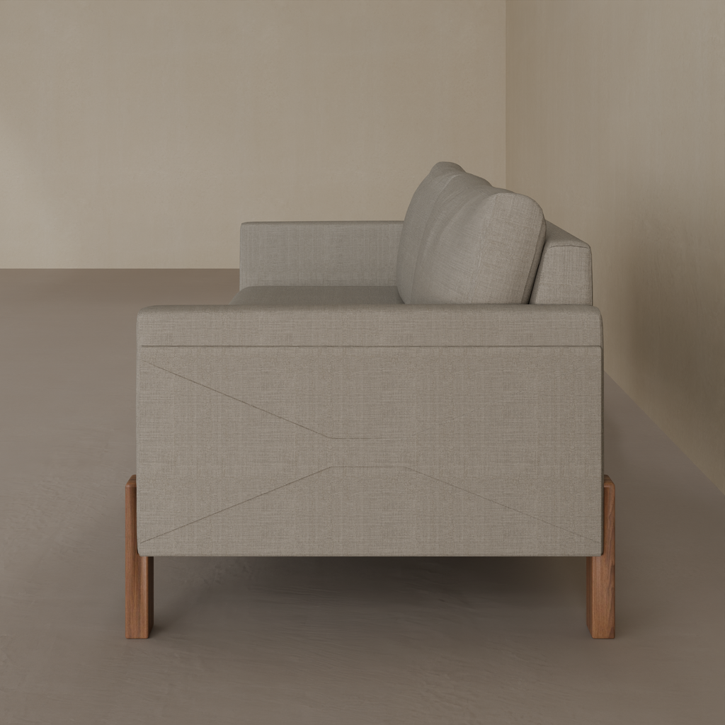 Sofá Arthur 2 Lugares 180cm 2 Braços Pés Imbuia Tecido Linho Cinza Escuro