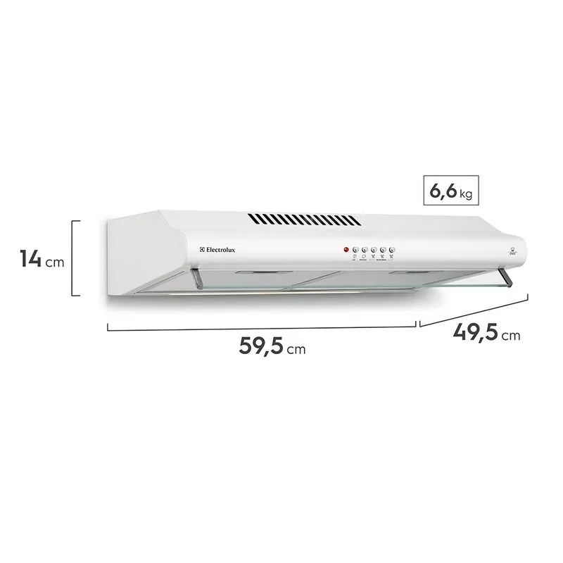 Depurador de Ar Parede Electrolux 80cm Branco com Filtro Lavável e Máscara Captadora de Ar (DE80B)