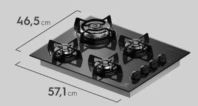 Fogão Cooktop 4 Bocas a Gás com Tripla Chama (KE4TP) - Bivolt