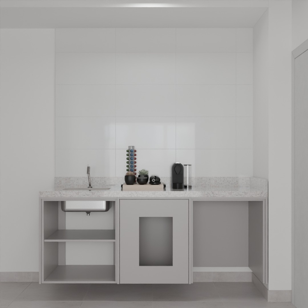 Armário Cozinha Inferior com Nicho para Lava e Seca Cinza Cobalto (Sudoeste / Bias Fortes – Apt 03 04) Bambirra BF 1301