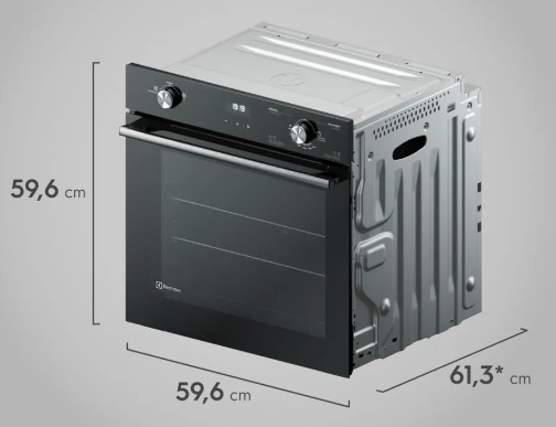 Forno de Embutir Electrolux a Gás 80L Efficient com PerfectCook360 Preto (OE8GH)