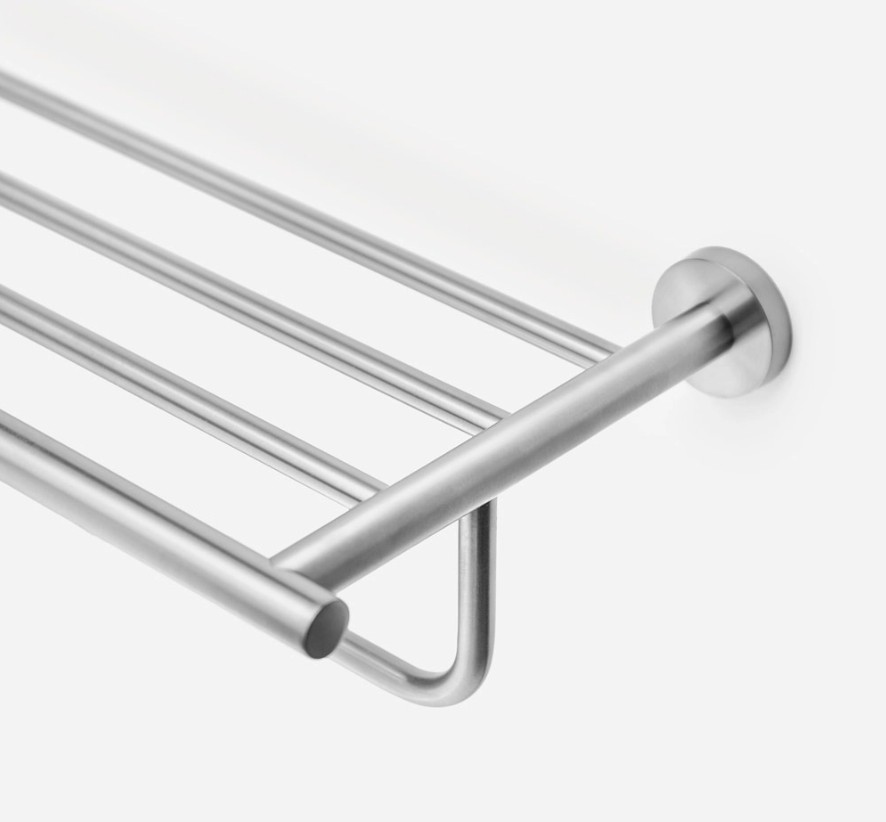 Porta Toalhas de Hotel com Prateleira Inox (Tarsila Escovado)