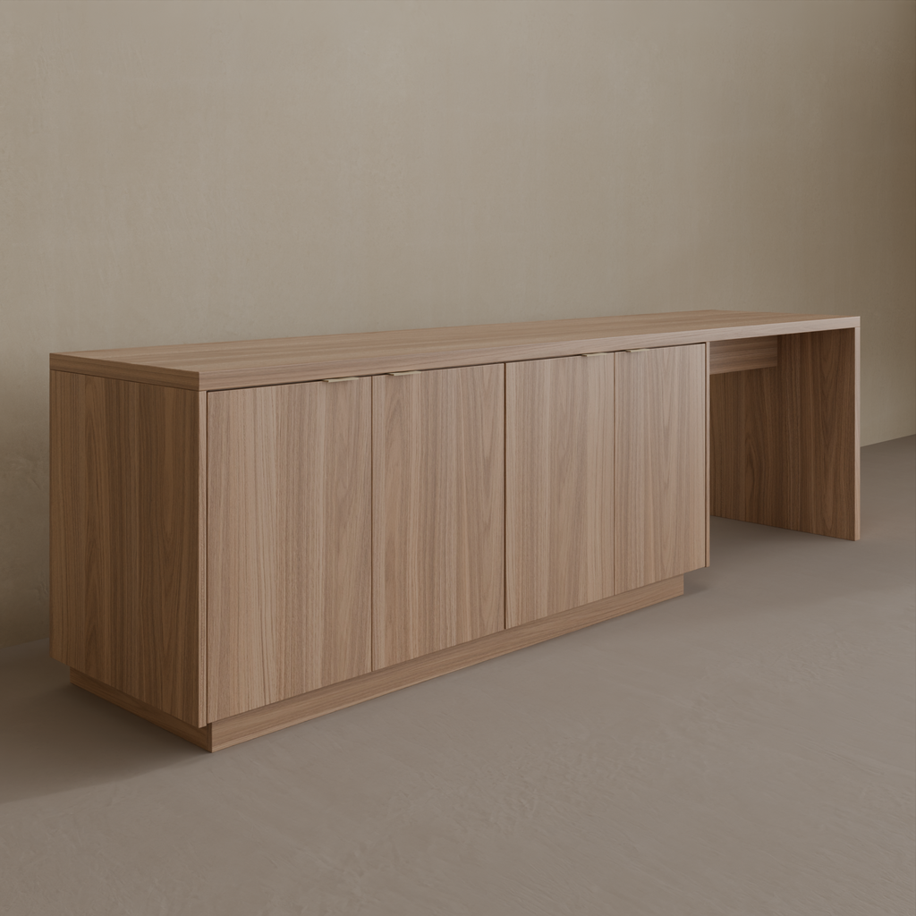 Rack e Escrivaninha Louro Freijó (Sudoeste / Vale do Sereno – Apt 01 04 05 06 09 10)