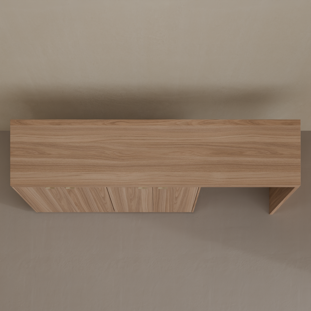 Rack e Escrivaninha Louro Freijó (Sudoeste / Vale do Sereno – Apt 01 04 05 06 09 10)