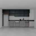 Armário Cozinha Completo Cinza Cobalto, Louro Freijó e Azul Tx (Sudoeste / Vale do Sereno – Apt 01 04 05 06 09 10)